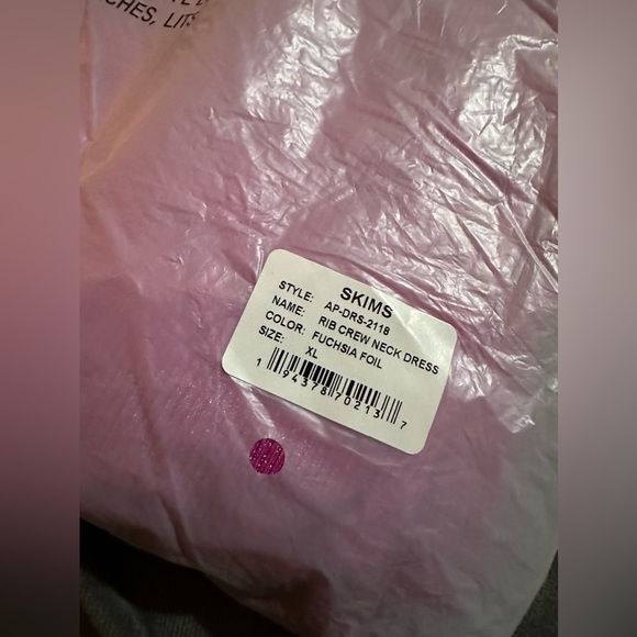 SKIMS Soft Lounge Long Sleeve SHIMMER FOIL Maxi Dress - Hot Pink - NWT - X - Picture 10 of 11